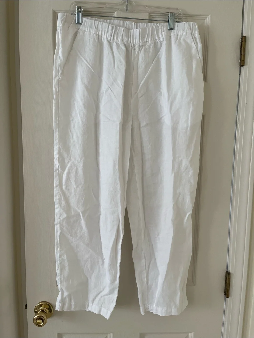 Quince Women’s 100% European Linen Pants, White, Large, Coastal Lightweight Chic